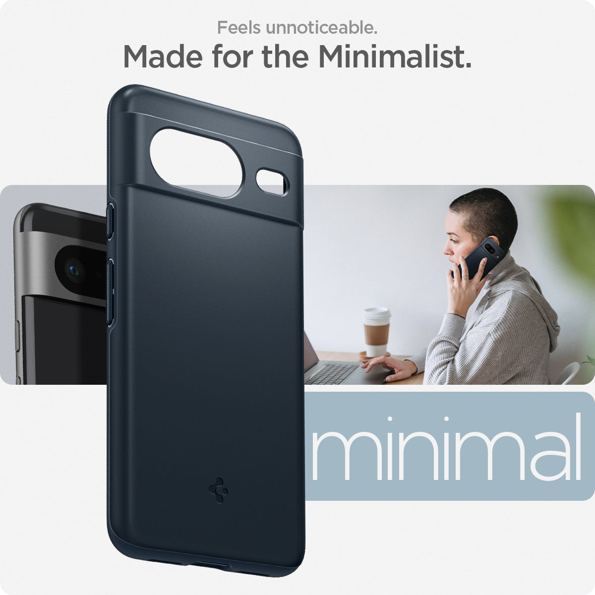 ACS06289 - Pixel 8 Case Thin Fit in metal slate feels unnoticeable made for the minimalist.