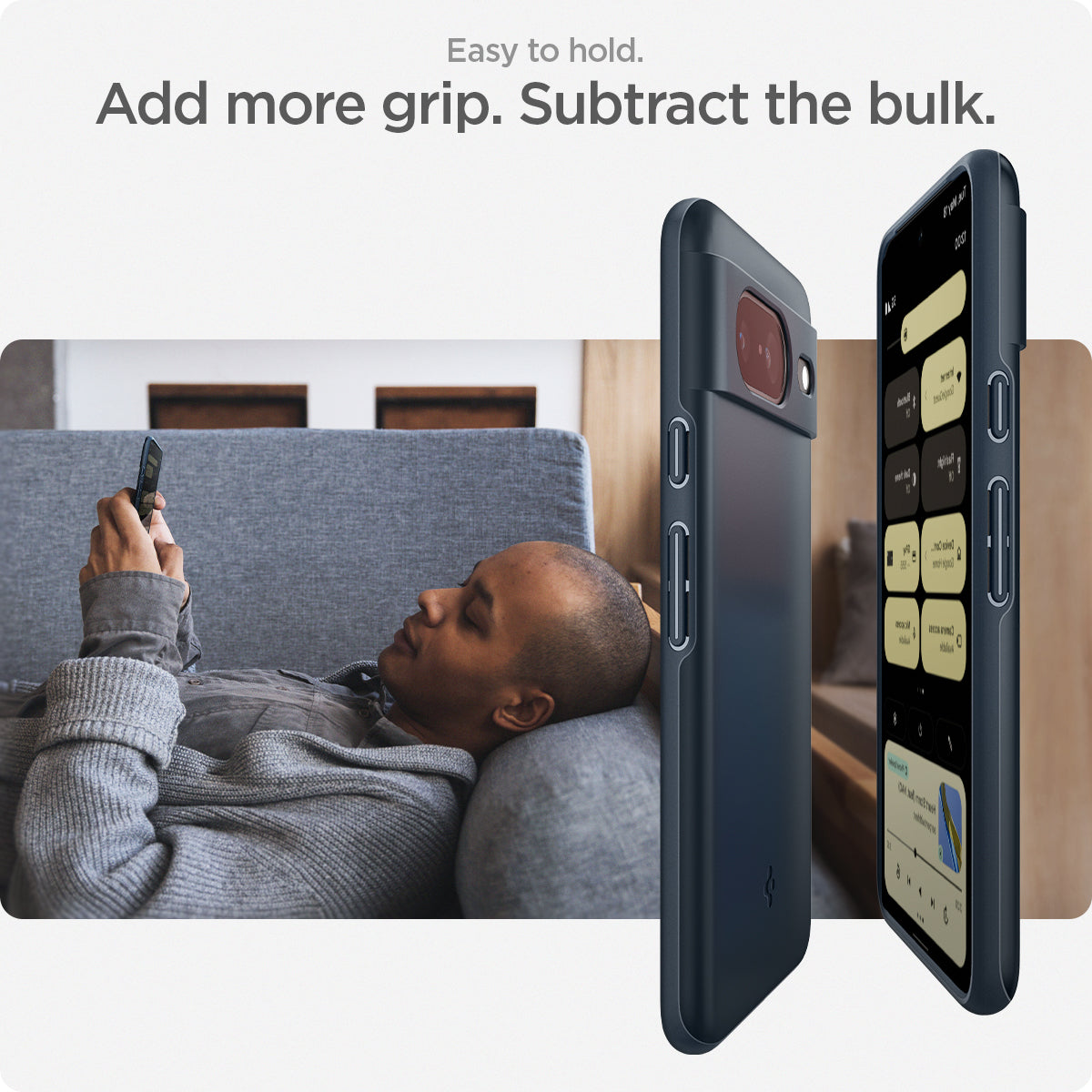 ACS06289 - Pixel 8 Case Thin Fit in metal slate easy to hold. add more grip. subtract the bulk.