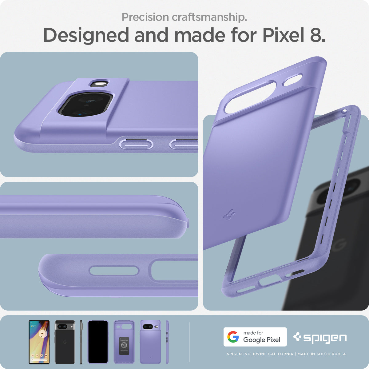 ACS06292 - Pixel 8 Case Thin Fit in awesome violet precision craftsmanship designed and made for pixel 8.