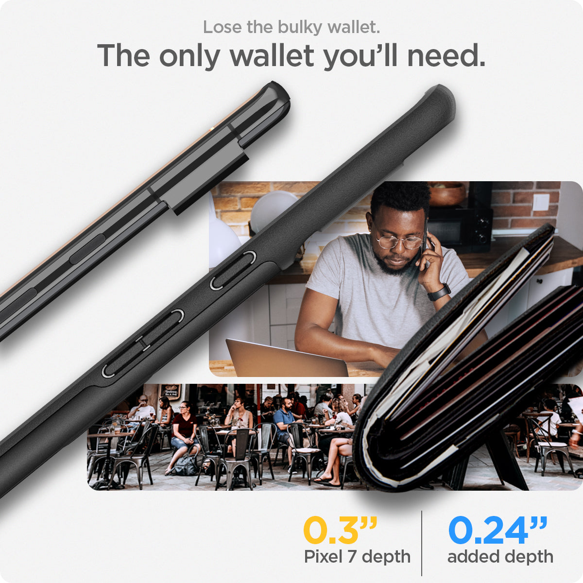 ACS04704 - Pixel 7 Case Slim Armor CS in black  lose the bulky wallet. The only wallet you'll need.