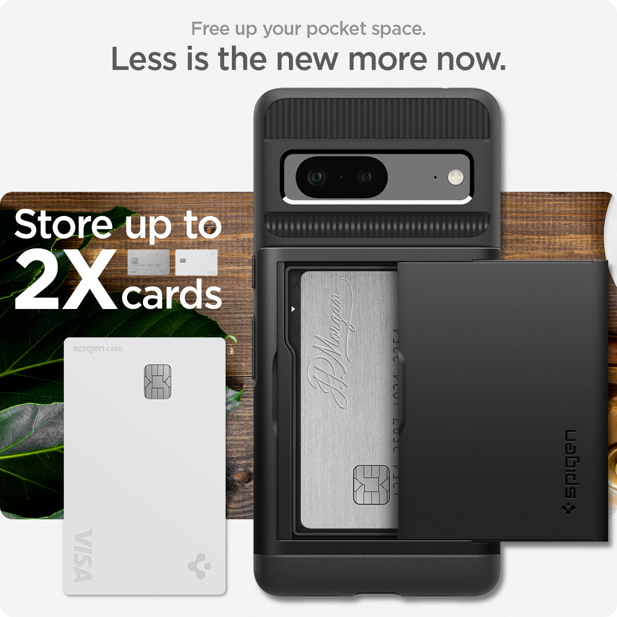 ACS04704 - Pixel 7 Case Slim Armor CS in black free up your pocket space. Less is the new more now. store up to 2X cards.