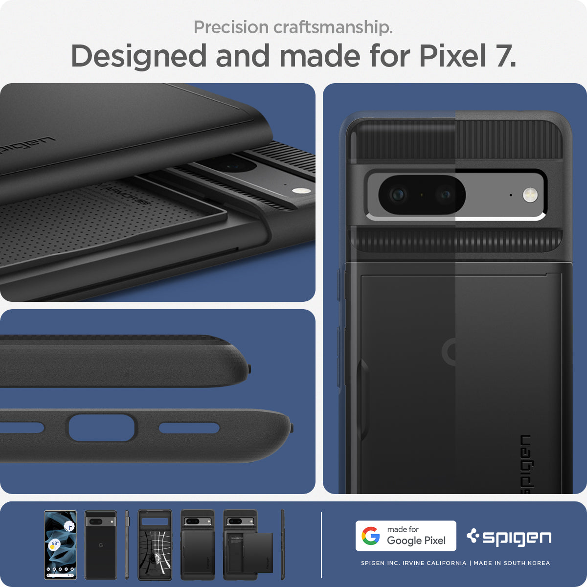 ACS04704 - Pixel 7 Case Slim Armor CS in black  precision craftmanship. designed and made for Pixel 7.