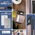 ACS04705 - Pixel 7 Case Slim Armor CS in rose gold lose bulky wallet. store 2X cards.