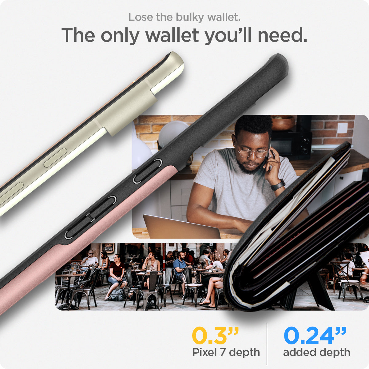 ACS04705 - Pixel 7 Case Slim Armor CS in rose gold lose the bulky wallet. The only wallet you'll need.
