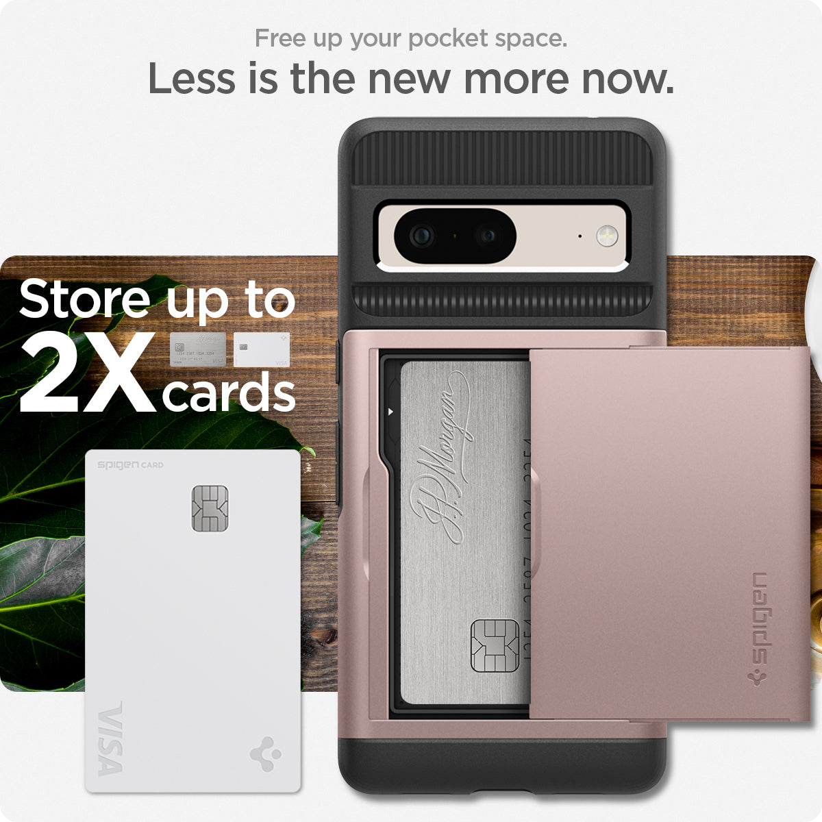 ACS04705 - Pixel 7 Case Slim Armor CS in rose gold free up your pocket space. Less is the new more now. store up to 2X cards.