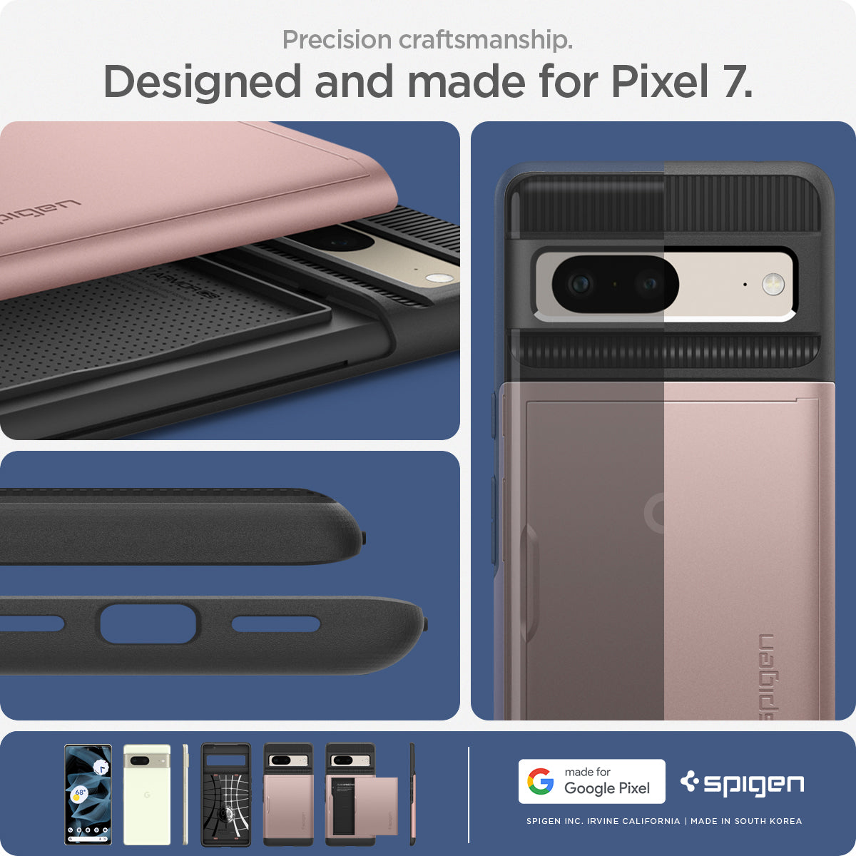 ACS04705 - Pixel 7 Case Slim Armor CS in rose gold precision craftmanship. designed and made for Pixel 7.