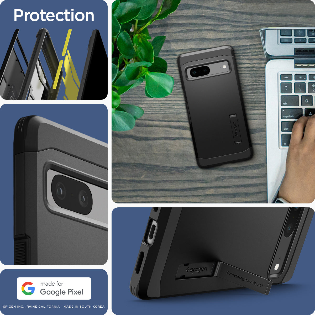 ACS04701 - Pixel 7 Case Tough Armor in black made for google.