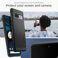 ACS04701 - Pixel 7 Case Tough Armor in black showing the raised edges for scratch prevention. Protect your screen and camera