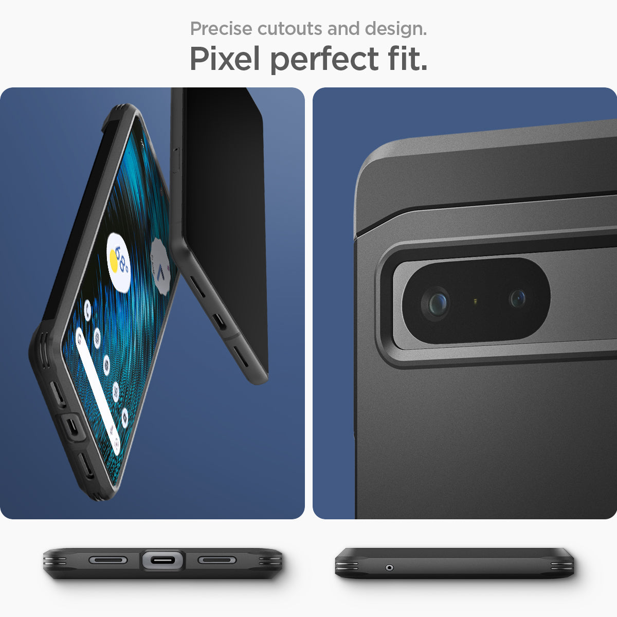 ACS04701 - Pixel 7 Case Tough Armor in black precise cutouts and design. Pixel perfect fit.