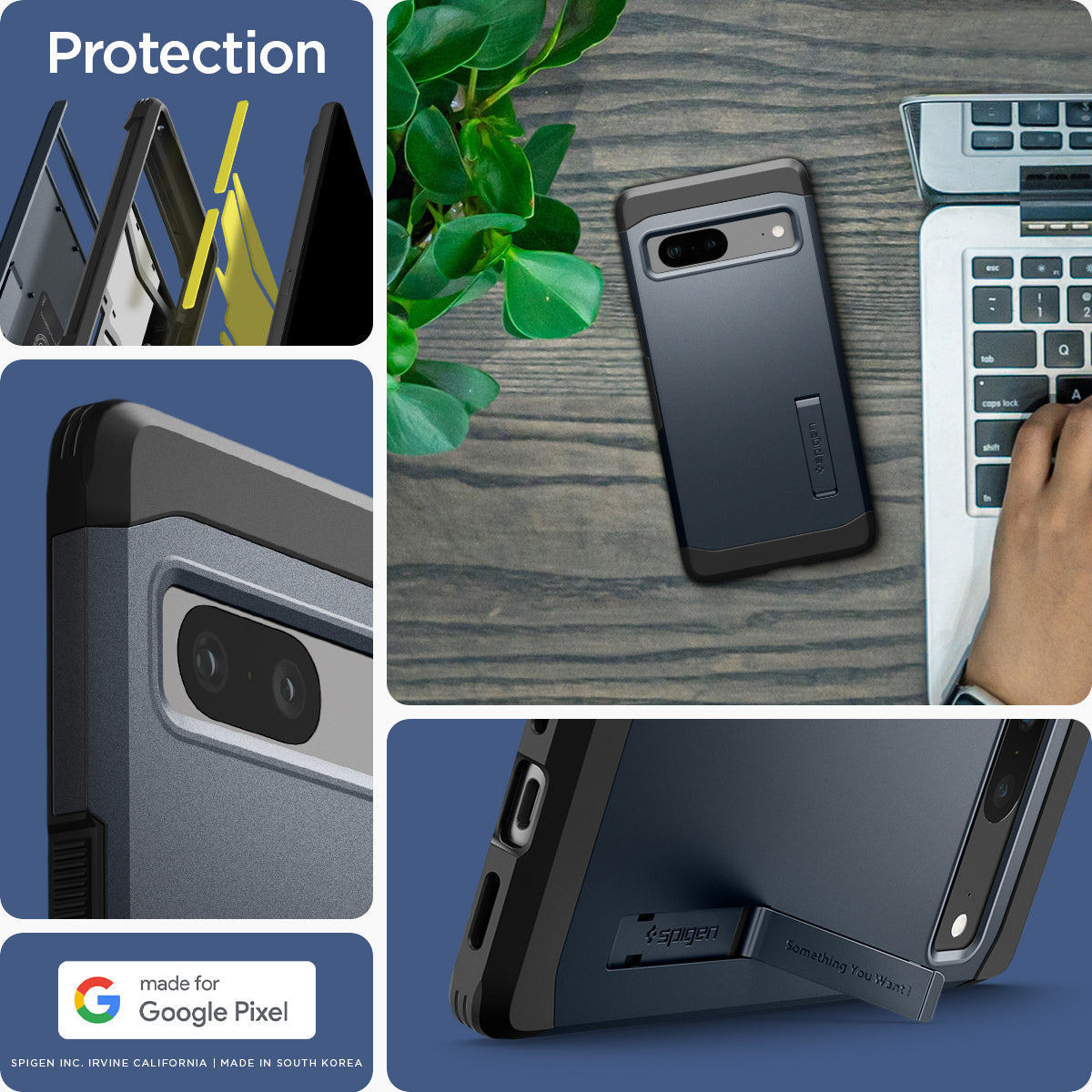 ACS04702 - Pixel 7 Case Tough Armor in metal slate made for google.