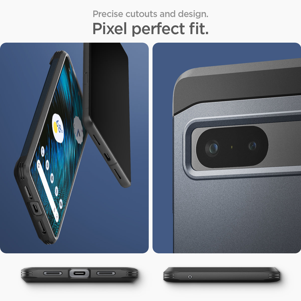 ACS04702 - Pixel 7 Case Tough Armor in metal slate precise cutouts and design. Pixel perfect fit.