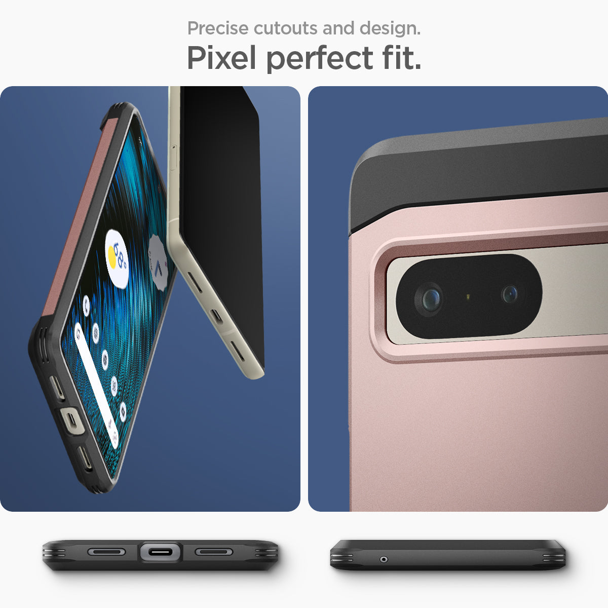 ACS04703 - Pixel 7 Case Tough Armor in rose precise cutouts and design. Pixel perfect fit.