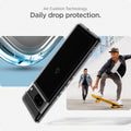 ACS04699 - Pixel 7 Case Ultra Hybrid in crystal clear showing the daily drop protection with Air Cushion Technology