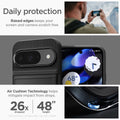ACS07695 - Pixel 9 Pro Case Slim Armor CS in Black daily protection raised edges protect the camera and screen from surface scratches. Air cushion technology helps mitigate impact from drops.