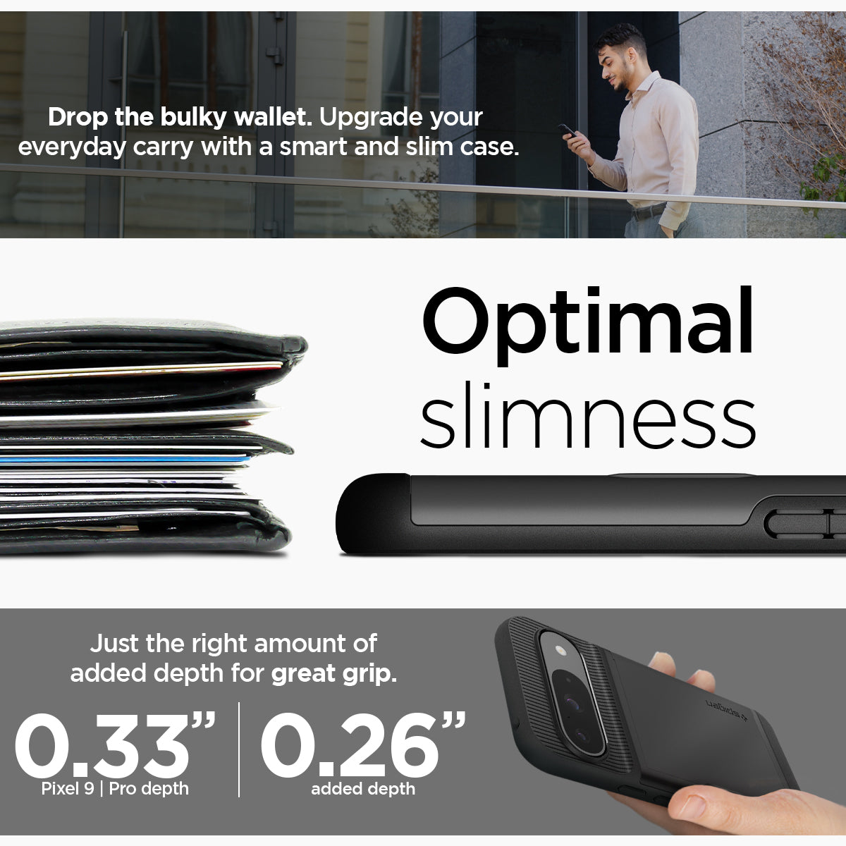 ACS07695 - Pixel 9 Pro Case Slim Armor CS in Black Drop the bulky wallet. Upgrade your everyday carry with a smart and slim case. Optimal slimness. Just the right amount of added depth for great grip.
