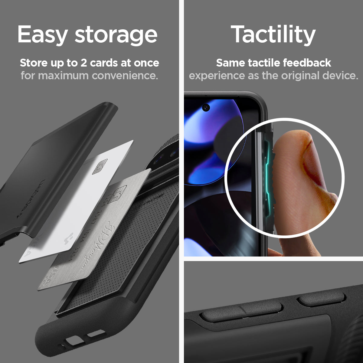 ACS07695 - Pixel 9 Pro Case Slim Armor CS in Black Easy storage. store up to 2 cards at once for maximum convenience. Tactility Same tactile feedback experience as the original device.