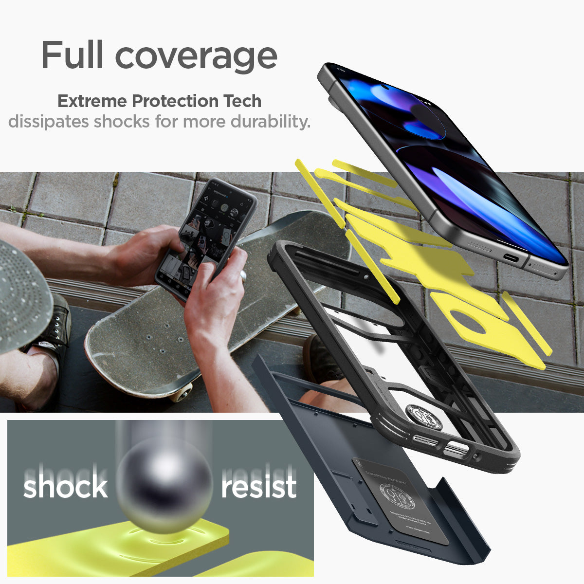 ACS07693 - Pixel 9 Pro Case Tough Armor in Metal Slate Full coverage extreme protection tech dissipates shocks for more durability. Shock resist.