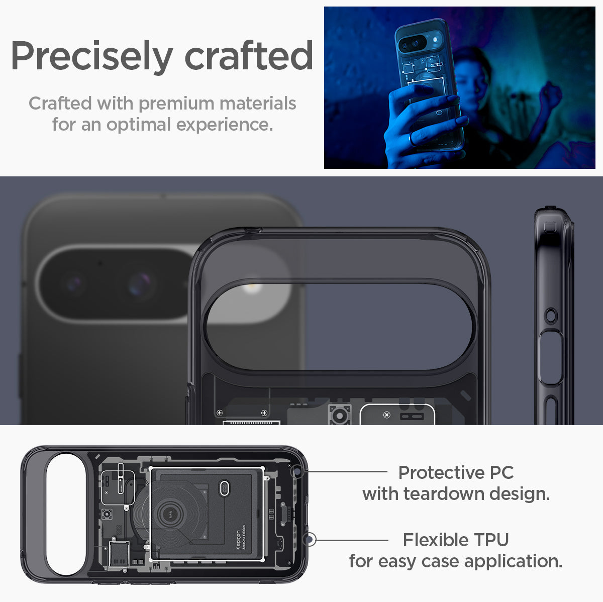 ACS07688 - Pixel 9 Pro Case Ultra Hybrid Zero One in Zero One  precisely crafted. crafted with premium materials for an optimal experience. Protective PC with teardown design. Flexible TPU for easy case application.