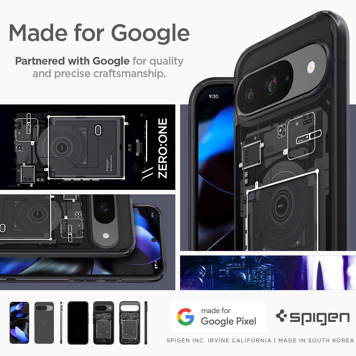 ACS07688 - Pixel 9 Pro Case Ultra Hybrid Zero One in Zero One  made for google partnered with google for quality and precise craftsmanship.