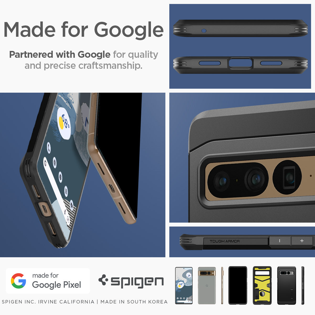 ACS04728 - Pixel 7 Pro Case Tough Armor in black made for google partnered with google for quality and precise craftsmanship.