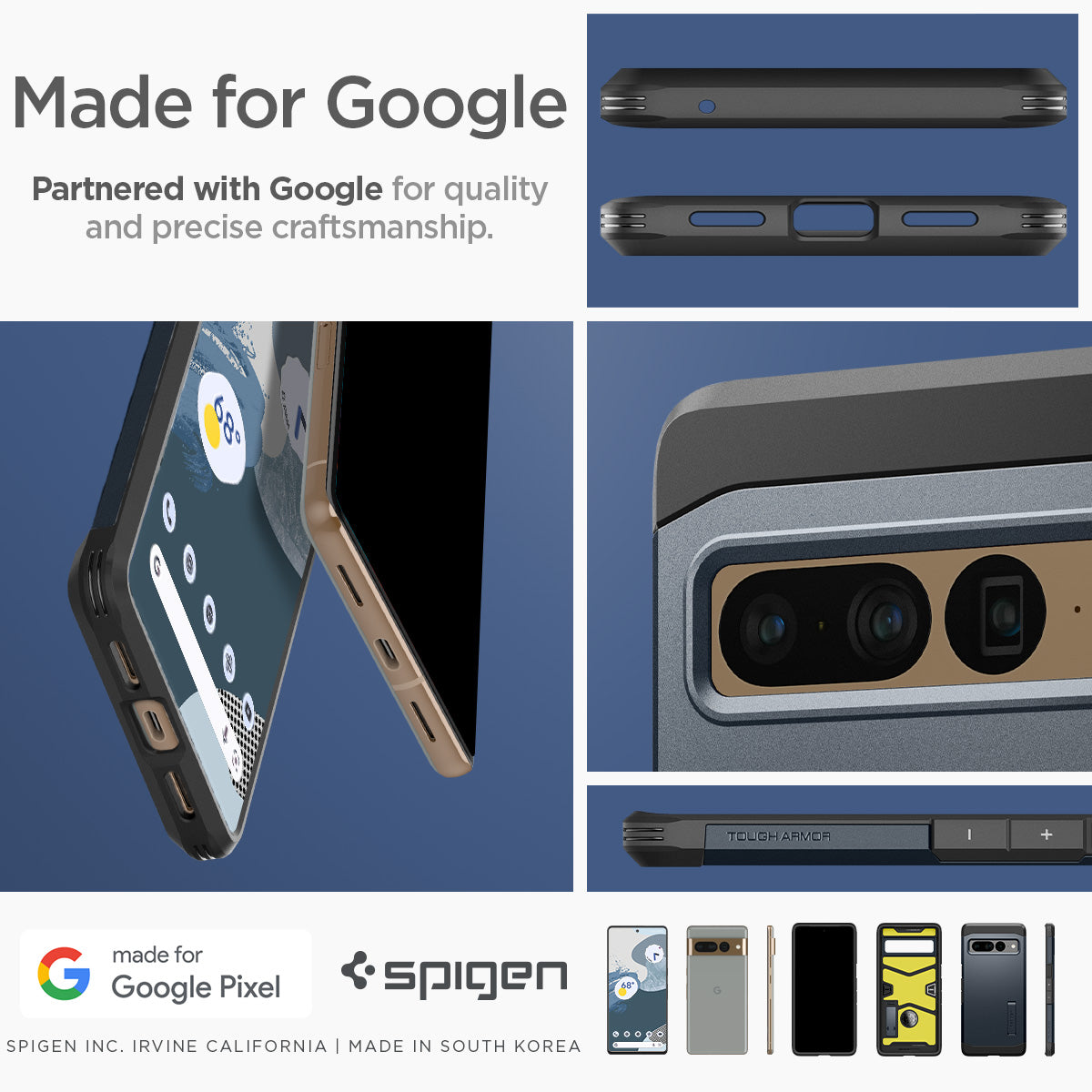 ACS04729 - Pixel 7 Pro Case Tough Armor in metal slate made for google partnered with google for quality and precise craftsmanship.