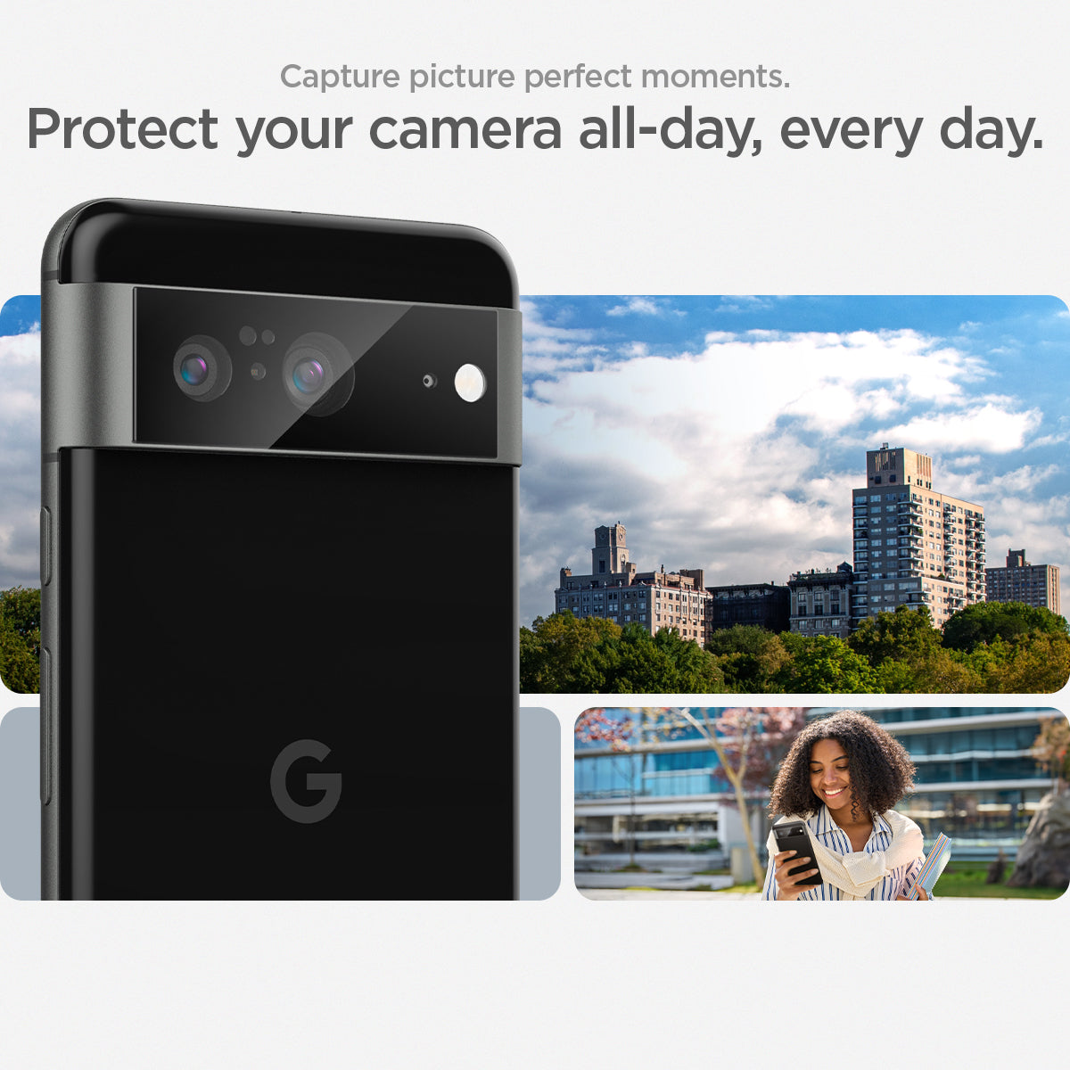 AGL06352 - Pixel 8 Optik Lens Protector  capture picture perfect moments. protect your camera all day every day.