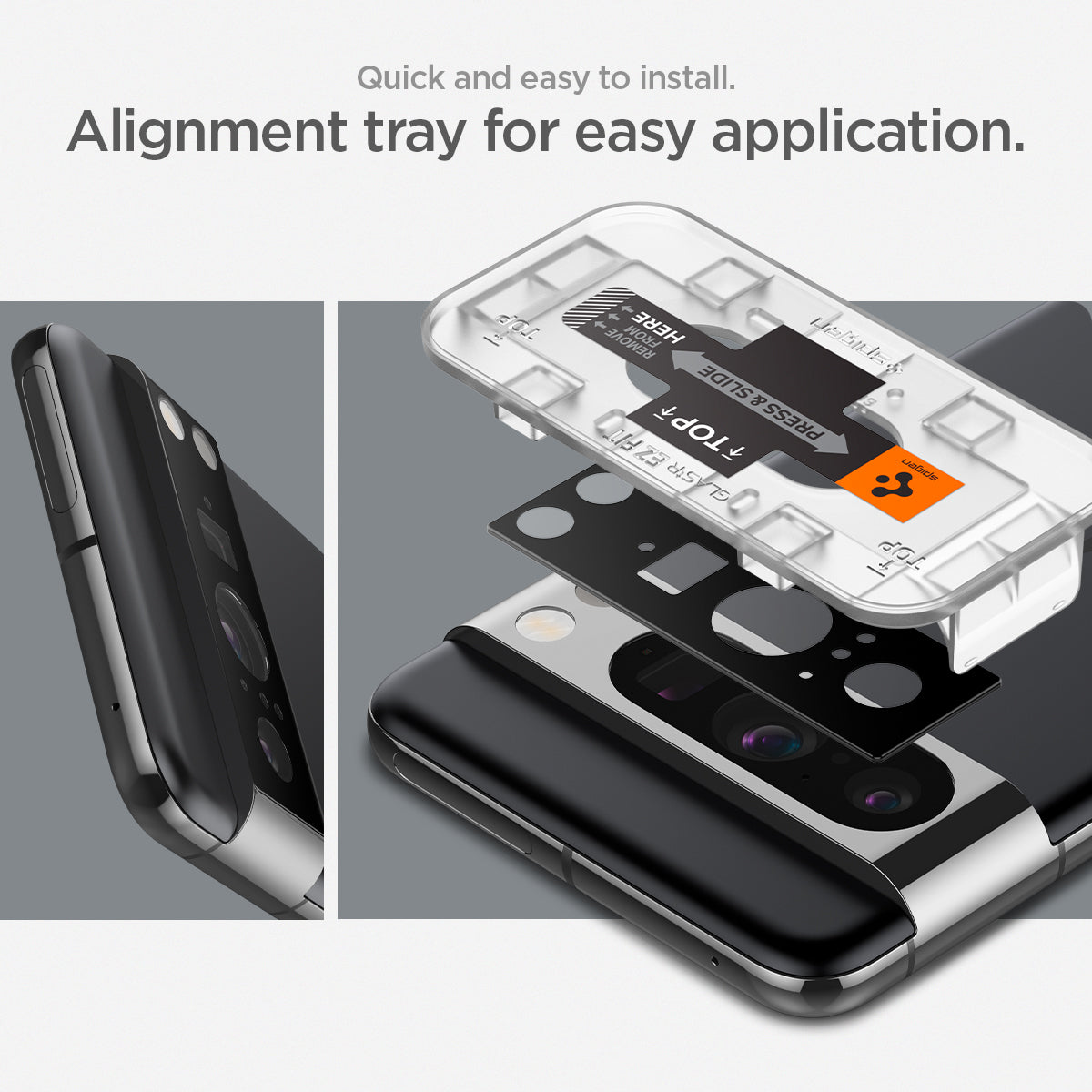 AGL06355 - Pixel 8 Pro Optik Lens Protector quick and easy to install. Alignment tray for easy application.