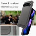 ACS07784 - Pixel 9 Pro XL Case Rugged Armor in Marble Gray sleek and modern carbon accent hinted with unique modern pattern along the profile.
