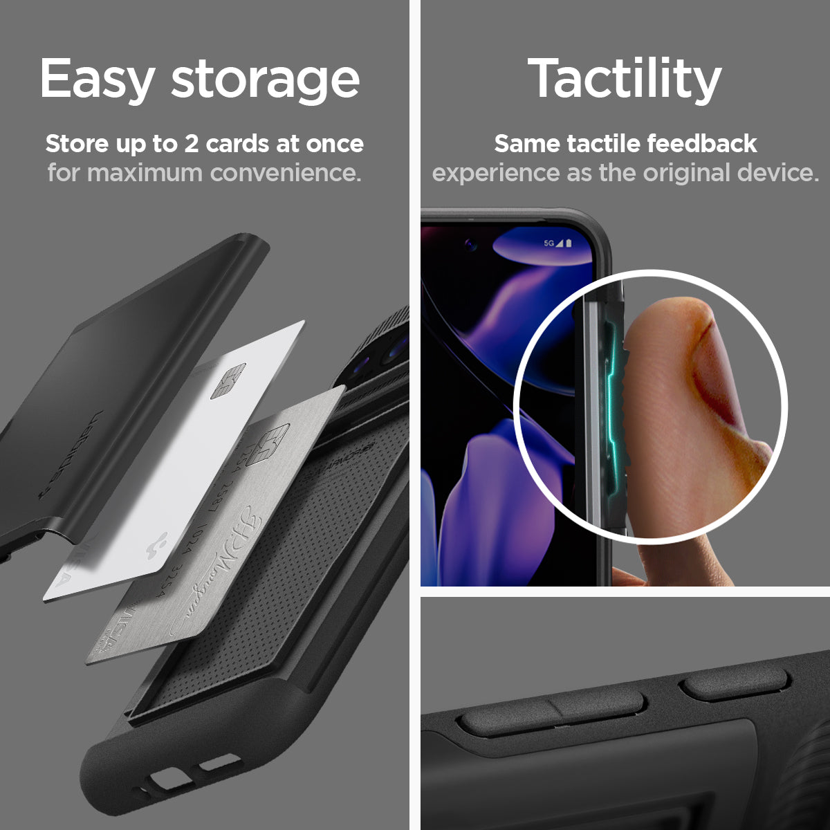 ACS07729 - Pixel 9 Pro XL Case Slim Armor CS in Black Easy storage. store up to 2 cards at once for maximum convenience. Tactility Same tactile feedback experience as the original device.