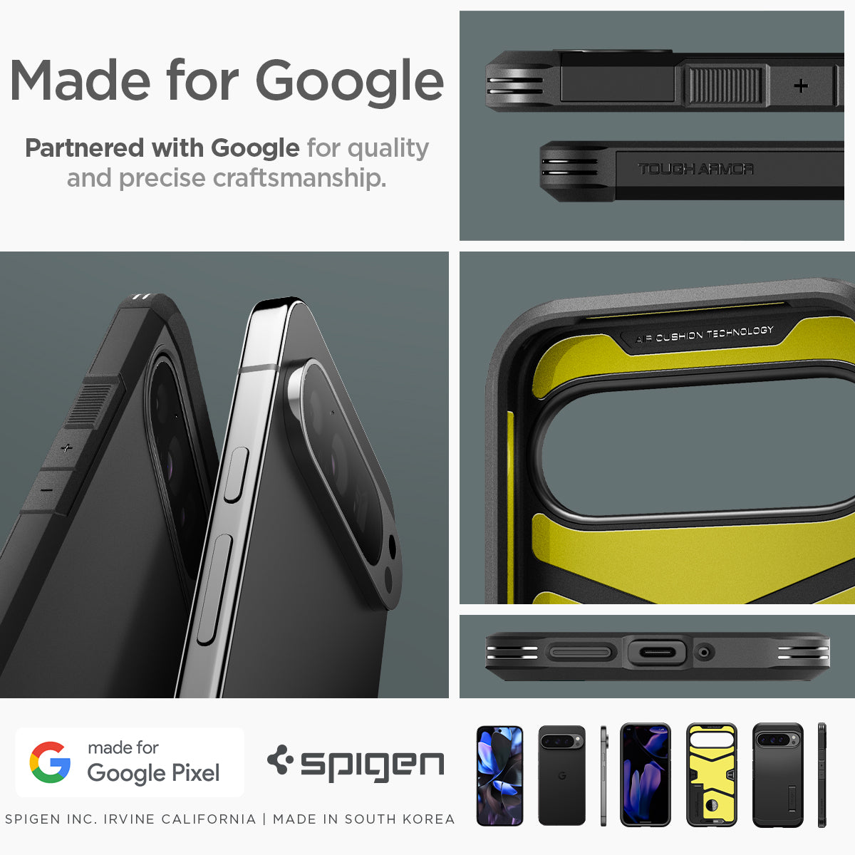 ACS07726 - Pixel 9 Pro XL Case Tough Armor in Black made for google partnered with google for quality and precise craftsmanship.