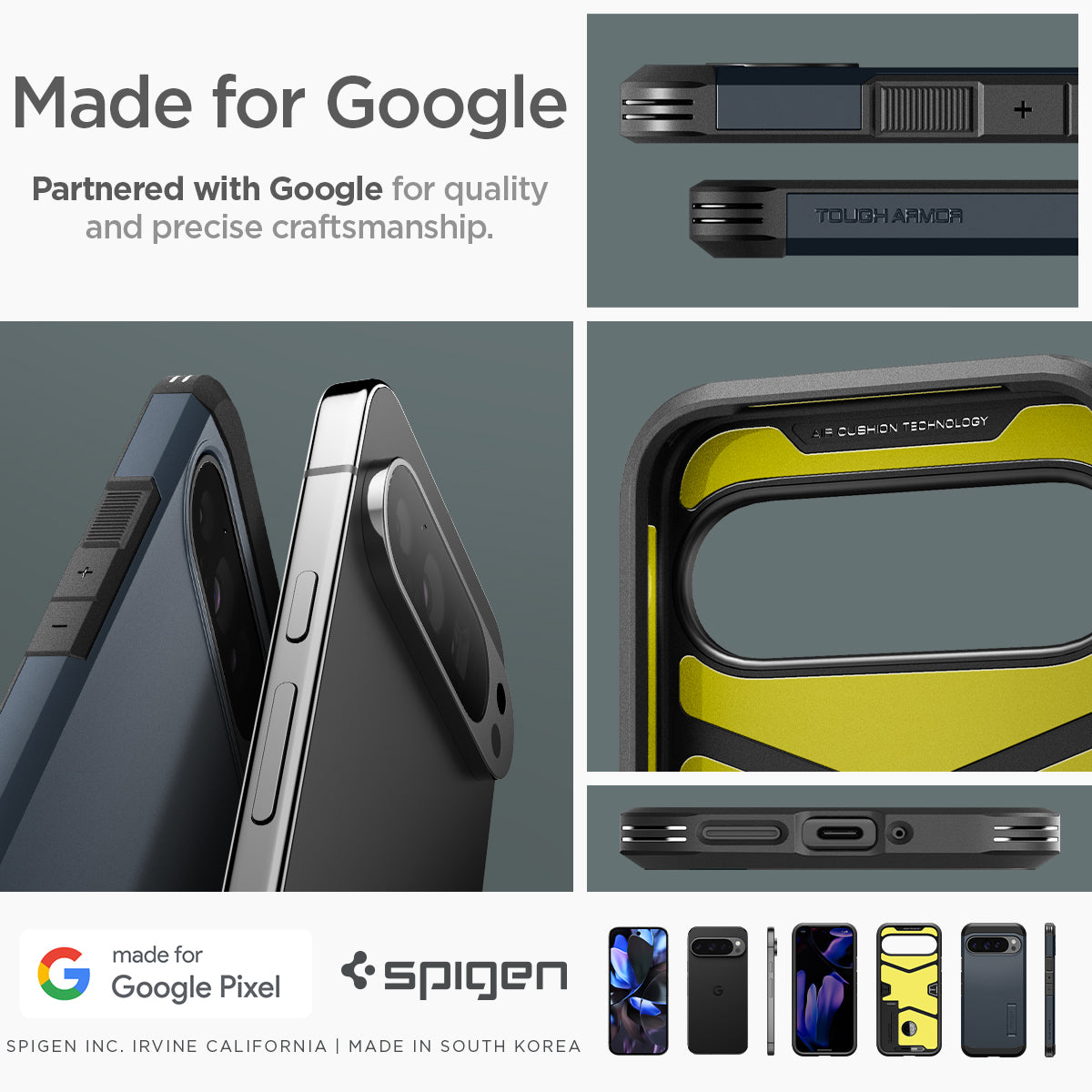 ACS07727 - Pixel 9 Pro XL Case Tough Armor in Metal Slate made for google partnered with google for quality and precise craftsmanship.