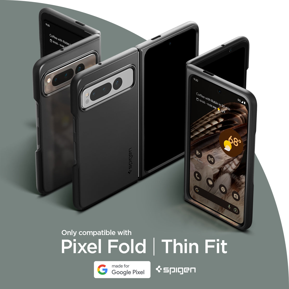 ACS05919 - Pixel Fold Series Case Thin Fit in black only compatible with Pixel Fold Thin Fit.