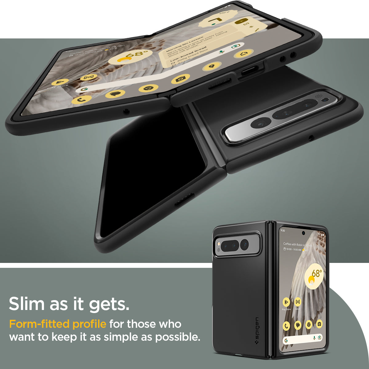 ACS05919 - Pixel Fold Series Case Thin Fit in black slim as gets. Form fitted pro file for those who want to keep it as simple as possible.