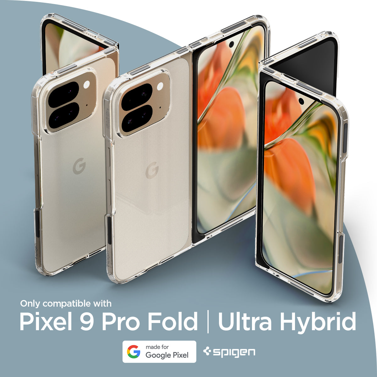 ACS07588 - Pixel 9 Pro Fold Case Ultra Hybrid in Crystal Clear only compatible with pixel 9 pro fold, ultra hybrid.