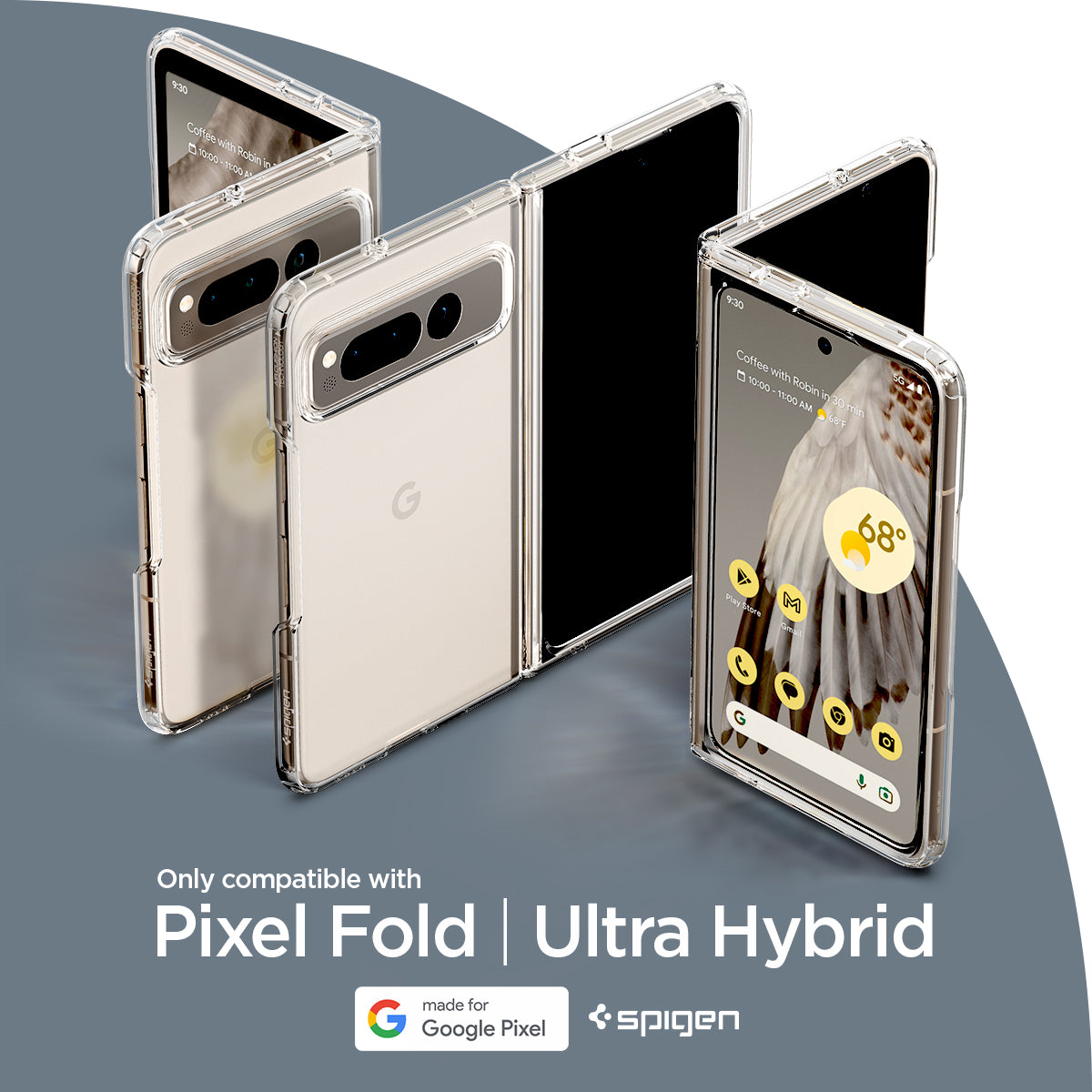 ACS05921 - Pixel Fold Series Case Ultra Hybrid in crystal clear only compatible with pixel fold, ultra hybrid.
