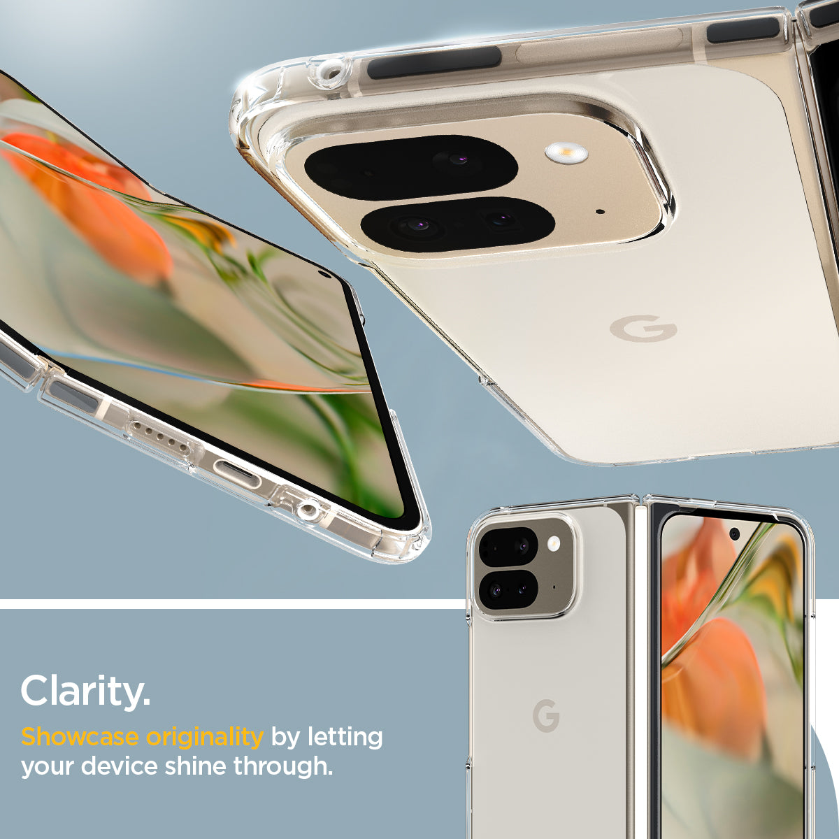 ACS07588 - Pixel 9 Pro Fold Case Ultra Hybrid in Crystal Clear Clarity. Showcase originality by letting your device shine through.