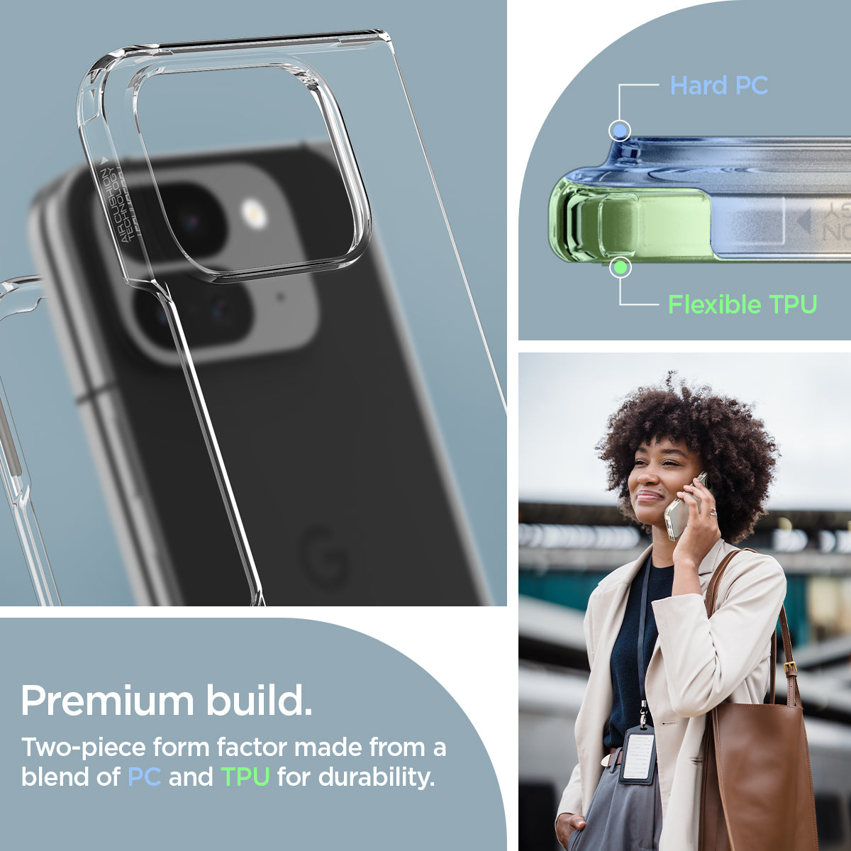 ACS07588 - Pixel 9 Pro Fold Case Ultra Hybrid in Crystal Clear dual protection from scratches and bumps with a blend of PC and TPU.