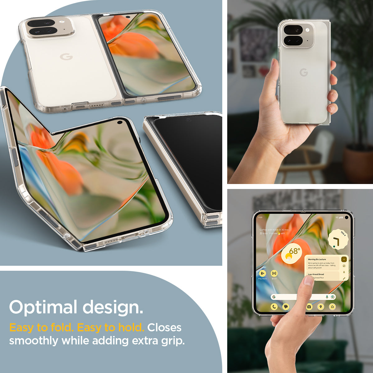 ACS07588 - Pixel 9 Pro Fold Case Ultra Hybrid in Crystal Clear optimal design. Easy to fold. Easy to hold. Closes smoothly while adding extra grip.