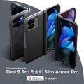 ACS07587 - Pixel Fold 2 Case Slim Armor Pro in Black made for google only compatible with pixel 9 pro fold, slim armor pro.