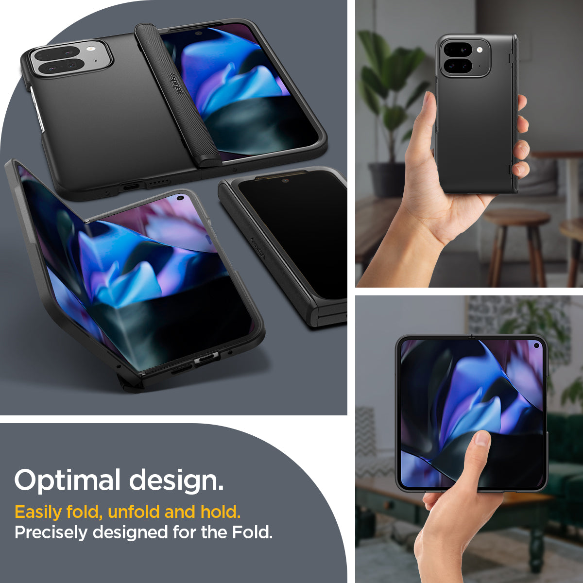 ACS07587 - Pixel Fold 2 Case Slim Armor Pro in Black optimal design. Easily fold, unfold and hold. precisely designed for the fold.