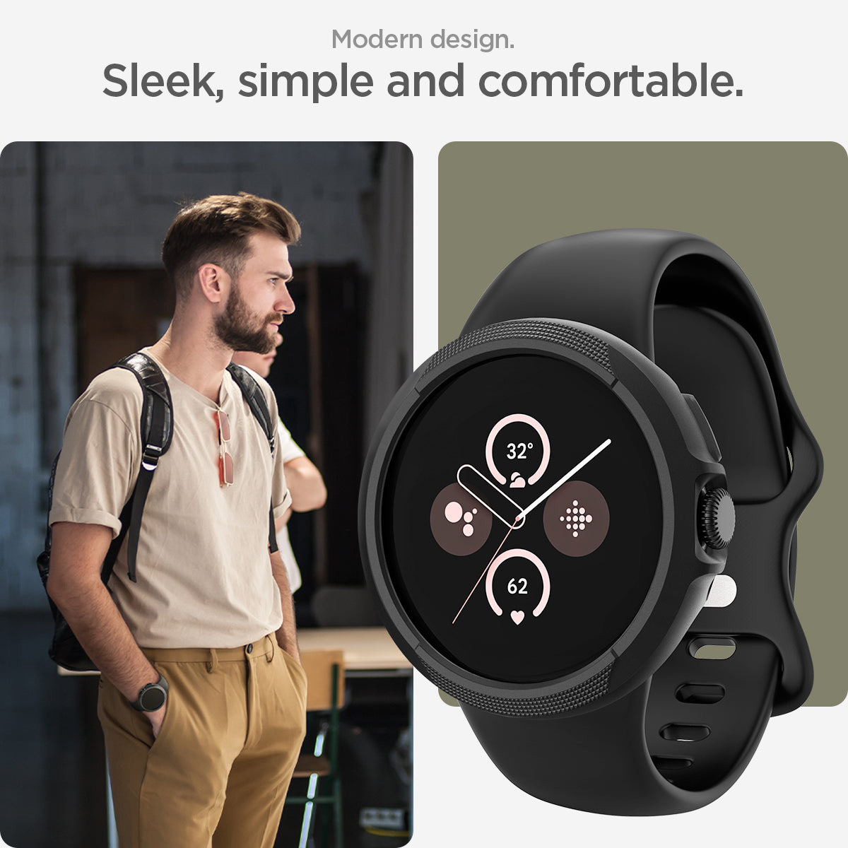 ACS07598 - Pixel Watch 3 (45mm) Case Liquid Air in Matte Black