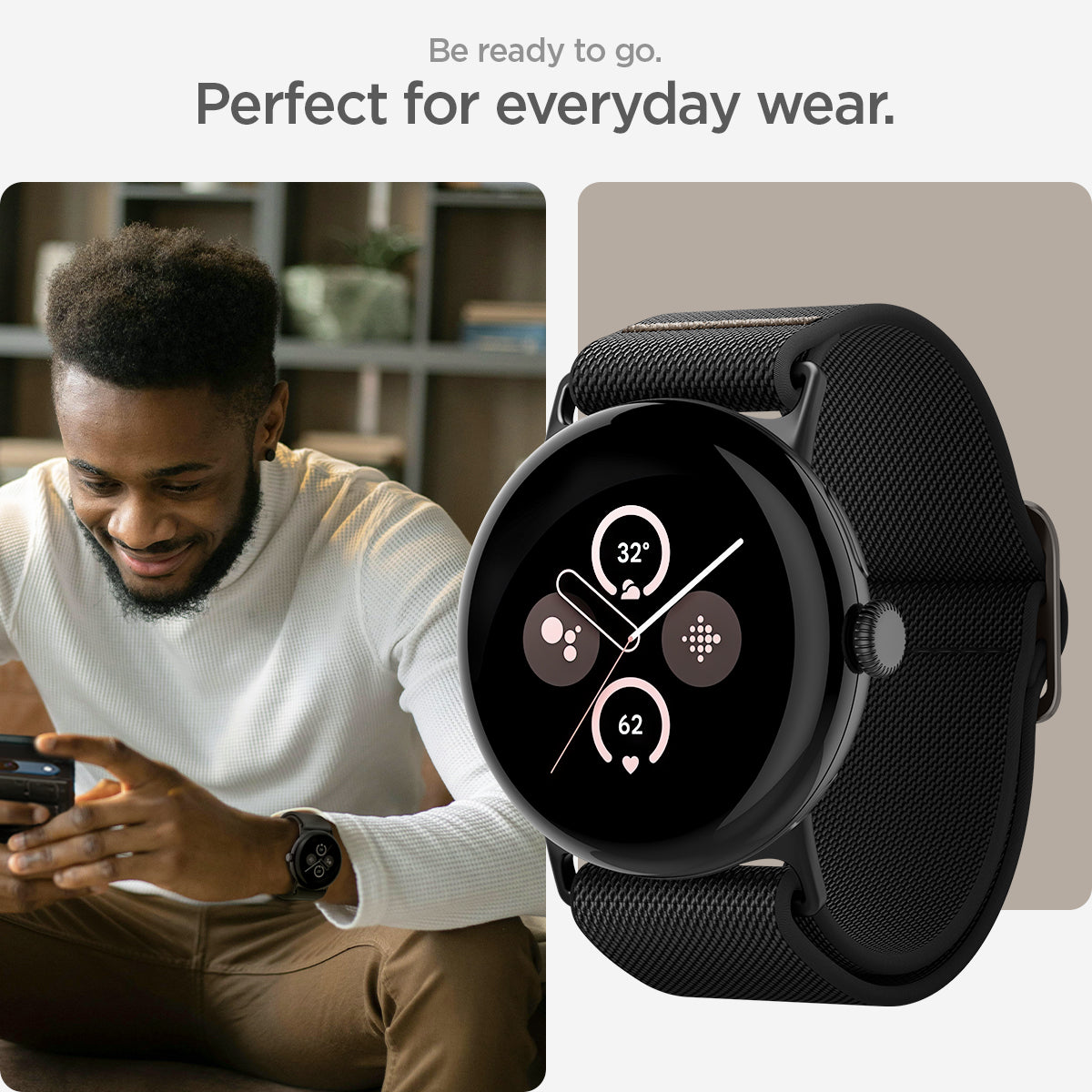 AMP07601 - Pixel Watch 3 (45mm) Case Lite Fit in Black be ready to go. perfect for everyday fit.