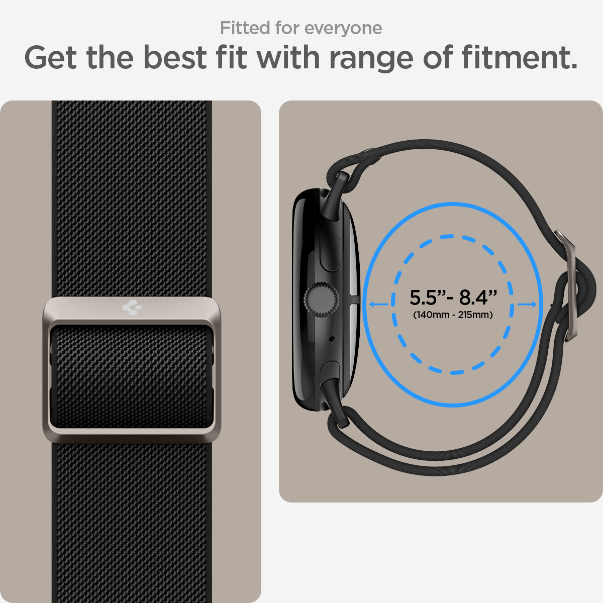 AMP07601 - Pixel Watch 5 (45mm) Lite Fit Black fitted for everyone. get the best fit with range of fitment.