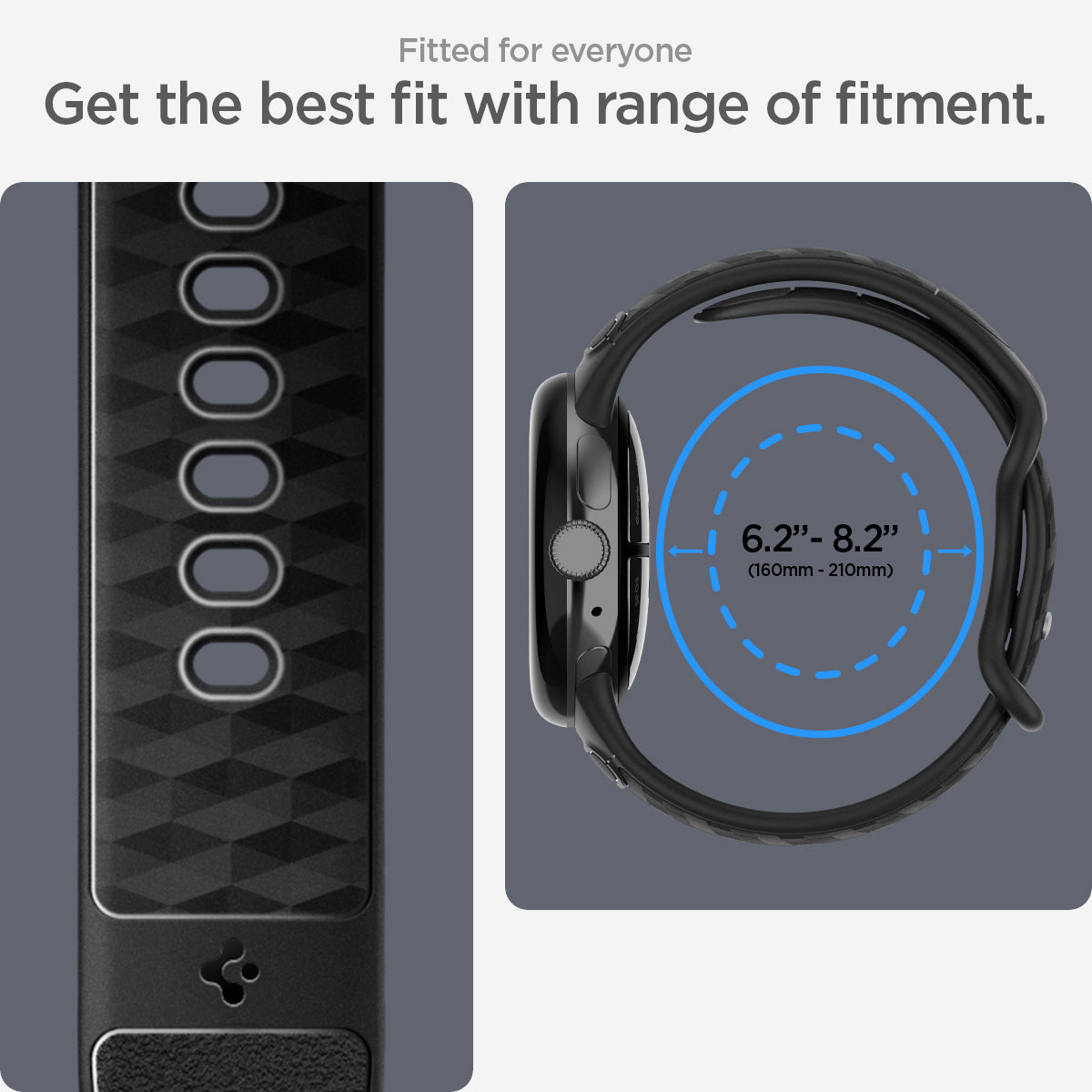 AMP10192 - Pixel Watch 5 (45mm) Parallax Matte Black fitted for everyone. get the best fit with range of fitment