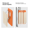 AFA11341 - MagSafe Card Holder Nano Pop (Mag Fit) in Orange Beige showing  strong and secure magnets.