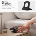 AMP05302 - Galaxy Watch Night Stand S353 in black showing how to simplify your daily routine with easy charging and easy docking