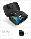 AGP10204 - Nintendo Switch 2 Klasden Pouch Renewed in Charcoal Gray showing the ready to play. Holds up to 10 games. Access your gaming library on the go. x10