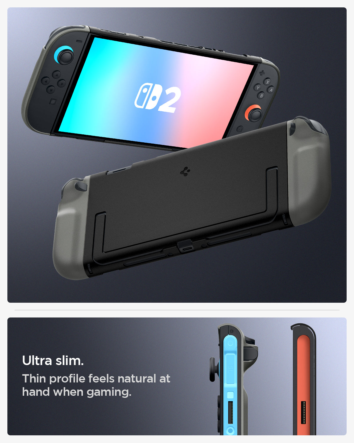 ACS10206 - Nintendo Switch 2 Case Nano Pop in Black Sesame ultra slim. Thin profile feels natural at hand when gaming.