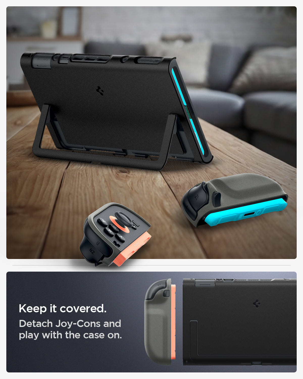 ACS10206 - Nintendo Switch 2 Case Nano Pop in Black Sesame keep it covered. detach joy cons and play with the case on.