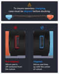  ACS10207 - Nintendo Switch 2 Case Nano Pop in Special Edition to insure seemless charging case must be aligned before docking. not aligned. Silicon pad is off centered from the cutout. Aligned. Silicon pad lines up with the center of cutout.